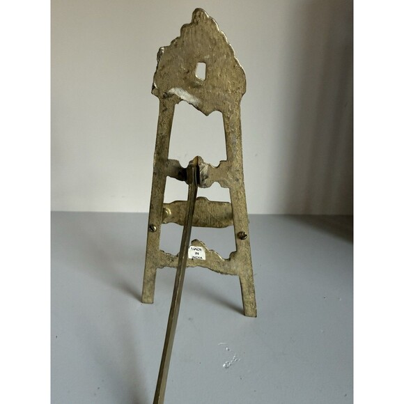 VTG FLORAL EASEL SOLID BRASS PICTURE PLATE BOOK STAND HOLDER 7" - Picture 3 of 4
